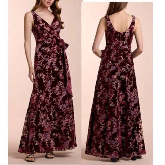 Women's Elegant Floral Print Maxi Dress Party Kristina Wine Multi Prom Size 6 - Picture 1 of 8
